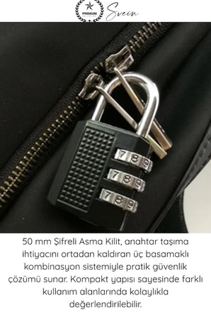 #Kilit 50 mm Şifreli Asma Kilit 3 Haneli Kombinasyonlu Premium Paslanmaz Çelik Gövde Ekstra Güçlü Güvenlik Kilidi Kapı Dolap Çanta Depo Sandık İçin Dayanıklı Kompakt Tasarım