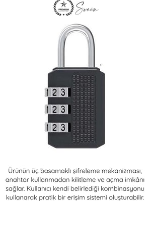 #Kilit 50 mm Şifreli Asma Kilit 3 Haneli Kombinasyonlu Premium Paslanmaz Çelik Gövde Ekstra Güçlü Güvenlik Kilidi Kapı Dolap Çanta Depo Sandık İçin Dayanıklı Kompakt Tasarım
