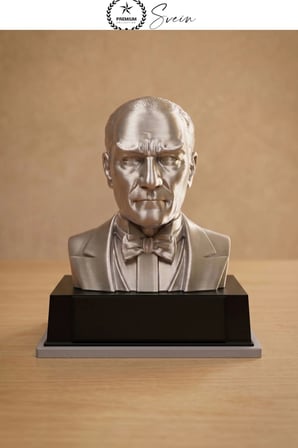 #Atatürk Mustafa Kemal Atatürk Büstü 3D Baskı Dekorasyon Biblo Gümüş Gri Premium Tasarım Şık Obje Ev Ofis Masa Süsü Öğretmen Hediyesi Koleksiyonluk Figür Hediyelik Masaüstü Öğretmenler Günü