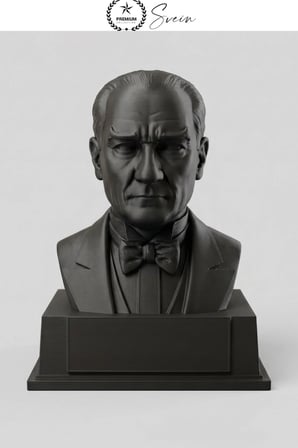 #Atatürk Mustafa Kemal Atatürk Büstü 3D Baskı Dekorasyon Biblo Siyah Premium Tasarım Şık Obje Ev Ofis Masa Süsü Öğretmen Hediyesi Koleksiyonluk Figür Hediyelik Masaüstü Öğretmenler Günü