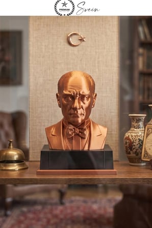 #Atatürk Mustafa Kemal Atatürk Büstü 3D Baskı Dekorasyon Biblo Bakır Renk Premium Tasarım Şık Obje Ev Ofis Masa Süsü Öğretmen Hediyesi Koleksiyonluk Figür Hediyelik Masaüstü Öğretmenler Günü