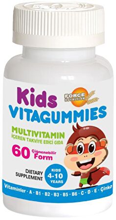 Kids Vitagummies 4-10 Yaş Çocuk Multivitamin 60 Çignenebilir Form