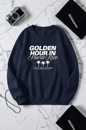 Unisex Golden Hour Baskılı Bisiklet Yaka Sweatshirt