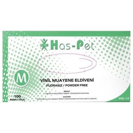 HASPET VINIL PUDRASIZ MUAYENE ELDIVENI MEDIUM 100 ADET - MIATSIZ