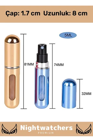 Özel Parfüm Şişesinden Doldurulabilir Taşınabilir Çanta İçi Mini Cep Parfüm Şişesi 5 Ml x 3 Adet
