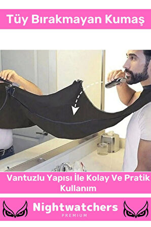 Deluxe Pratik Vakumlu Aynaya Yapıştırma Aparatlı Evde Saç Sakal Kesme Siyah- Beyaz Set Tıraş Örtüsü