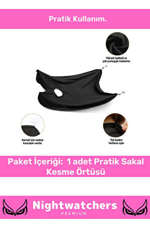 Deluxe Pratik Vakumlu Aynaya Yapıştırma Aparatlı Evde Saç Sakal Kesme Siyah- Beyaz Set Tıraş Örtüsü