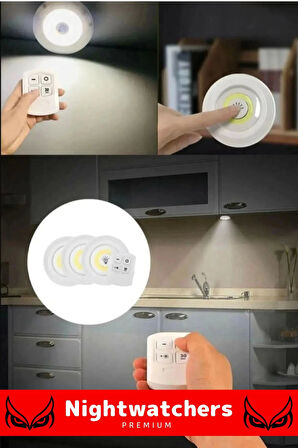 Deluxe Av Kamp Ev Okul Araba Otel Pilli Uzaktan Kumandalı Yapışkanlı Dayanıklı 3'Lü Led Spot 1 Adet