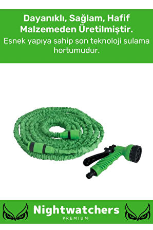 Premium Seri Dolaşmaz Kırılmaz 7 Kademeli Uzayan Bahçe Sulama Araç Yıkama Tabancalı 15 Metre Hortum