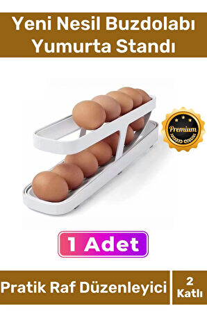 Deluxe Seri Buzdolabı Plastik 2 Katlı Kullanışlı Pratik Raf Düzenleyici Yeni Nesil Yumurta Standı
