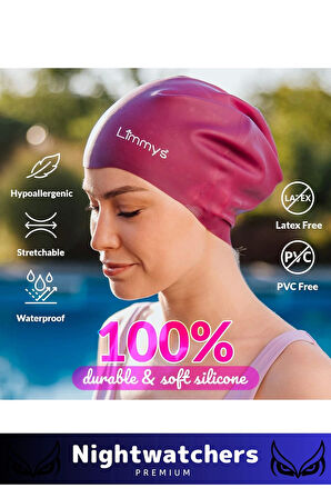Deluxe Su Geçirmez Sızdırmaz Renkli Silikon Yüzücü Havuz Deniz Bone Elastik Yüzme Şapkası 2'li Set