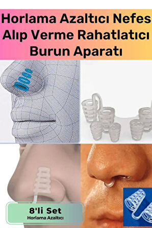 Özel Üretim Horlama Azaltıcı Nefes Alıp Verme Rahatlatıcı Uyku Önleyici Burun Delik Aparatı 8'li Set