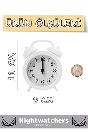 Deluxe Yüksek Sesli Alarmlı Pilli Dekoratif Çift Çanlı Mini Masaüstü Analog Dekoratif Çalar Saat