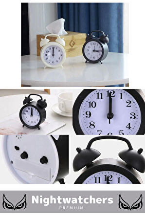 Deluxe Yüksek Sesli Alarmlı Pilli Dekoratif Çift Çanlı Mini Masaüstü Analog Dekoratif Çalar Saat