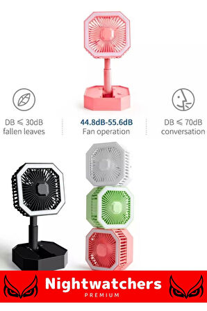 Deluxe Katlanabilir 2 Modlu Usb Şarjlı Sessiz Mini Fan Yelpazeli Pervaneli Soğutucu Vantilatör