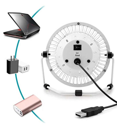 Laptop PC Metal Masaüstü serinletici FAN Beyaz USB Kablolu Usb 18 cm. Vantilatör