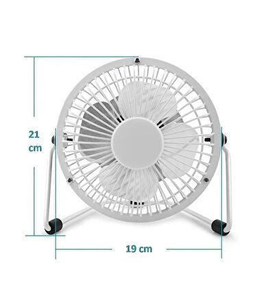 Laptop PC Metal Masaüstü serinletici FAN Beyaz USB Kablolu Usb 18 cm. Vantilatör