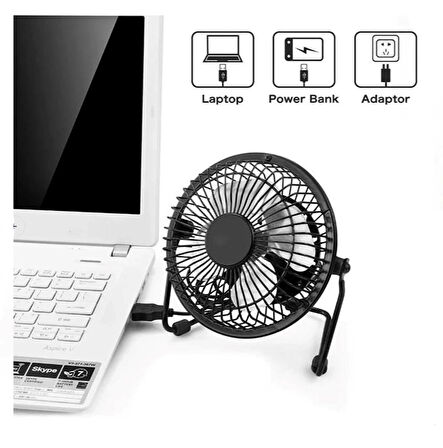 Metal Masaüstü FAN Siyah Laptop / PC USB Kablolu Usb 18 cm. Vantilatör