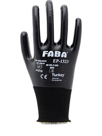 Faba EP-1323 Siyah Nitril Polyester Eldiven-XL