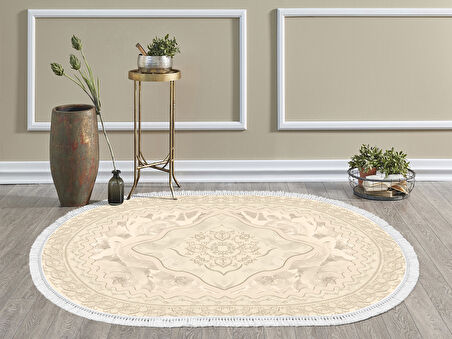 Dekoreko İnci Halı Dijital Saçaklı Oval 1856 Desen 2
