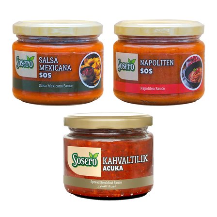Sosero Acuka-Mexicano Salsa ve Napoliten Sos 3 lü Set