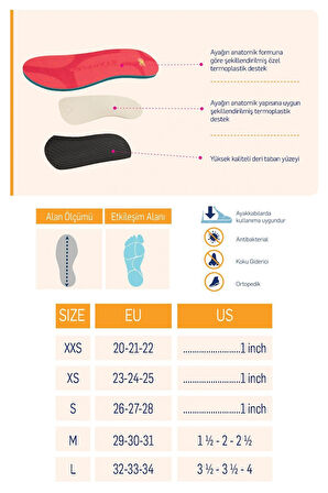 ORTOPEDİK ÇOCUK AYAK KONFOR TABANLIĞI (STARFLEKS TABANLIK) DG-827 XS/S BEDEN