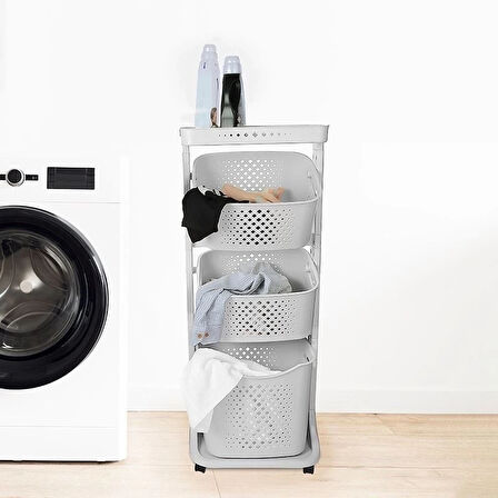 Titiz Plastik Kat Kat Sepet Organizeri No4 Açık Gri