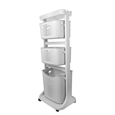 Titiz Plastik Kat Kat Sepet Organizeri No4 Açık Gri