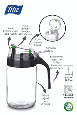 Damlatmaz Kapaklı Oilcon Yağdanlık 660ml Taş Gri