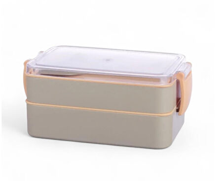 Titiz Fely 2 katlı Öğle Yemeği Kabı - Çatal Kaşık Dahil - Sızdırmaz & Kilitli Lunch Box- Mor Renk