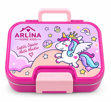 304 Paslanmaz Çelik 4 Bölmeli Unicorn Model Beslenme Kutusu 1030ML