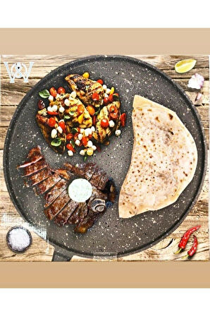 Çift Taraflı TAM DÖKÜM 34 CM  KALİTELİ Bazlama Gözleme Katmer ızgara mangal Tavası