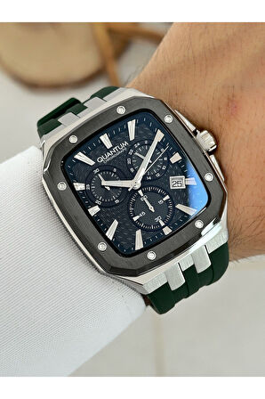 Fonksiyonlu 10 Atm Su Geçirmez Silikon Kordon Çelik Kasa Köşeli Kadran Erkek Kol Saati 1033375