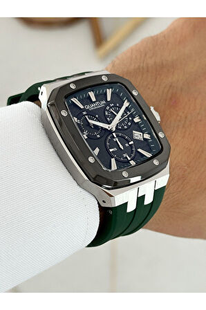 Fonksiyonlu 10 Atm Su Geçirmez Silikon Kordon Çelik Kasa Köşeli Kadran Erkek Kol Saati 1033375