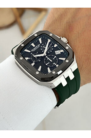 Fonksiyonlu 10 Atm Su Geçirmez Silikon Kordon Çelik Kasa Köşeli Kadran Erkek Kol Saati 1033375