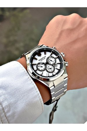 Fonksiyonlu Gümüş Renk Safir Cam Çelik Kordon Çelik Kasa Erkek Kol Saati 1094.330MR