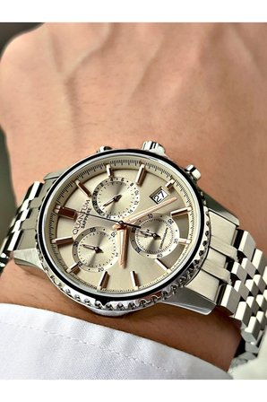 Fonksiyonlu Gümüş Renk Safir Cam Çelik Kordon Çelik Kasa Erkek Kol Saati 1204MR