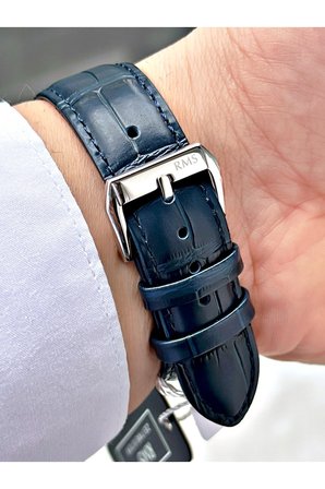 Takvimli Lacivert Renk Deri Kordon Çelik Kasa Erkek Kol Saati 1241MR