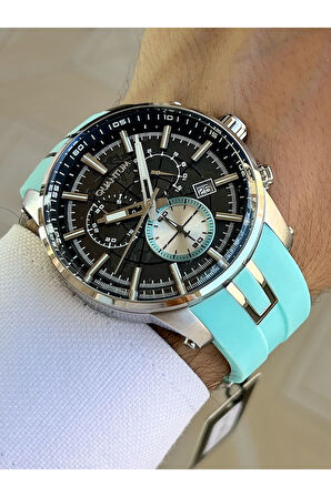 Fonksiyonları Aktif 10 Atm Su Geçirmez Silikon Kordon Çelik Kasa Erkek Kol Saati