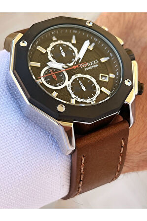 Function Fonksiyonlu Kahverengi Renk 3 Atm Su Geçirmez Deri Kordon Erkek Kol Saati