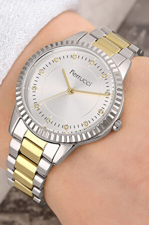 Çelik Kordon Gümüş Altın Renk 3 Atm Su Geçirmez Kadın Kol Saati