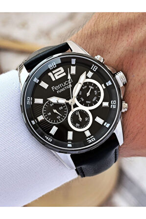 Function Fonksionlu 3 Atm Su Geçirmez Deri Kordon Erkek Kol Saati