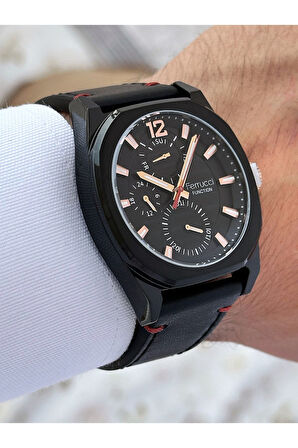 Fonksiyonları Aktif Siyah Renk 3 Atm Su Geçirmez Deri Kordon Erkek Kol Saati