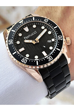 Takvimli Siyah Renk Su Geçirmez Çelik Kordon Erkek Kol Saati