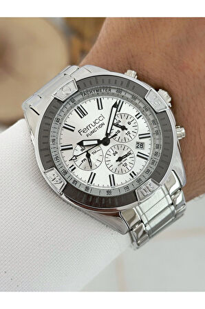 Function Fonksiyonlu Gümüş Renk 3 Atm Su Geçirmez Çelik Kordon Erkek Kol Saati