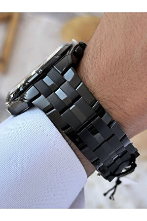 Function Fonksiyonlu Siyah Renk 3 Atm Su Geçirmez Çelik Kordon Erkek Kol Saati