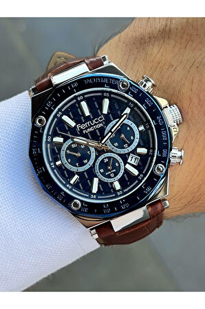 Function Fonksiyonlu Kahverengi Renk 3 Atm Su Geçirmez Deri Kordon Erkek Kol Saati