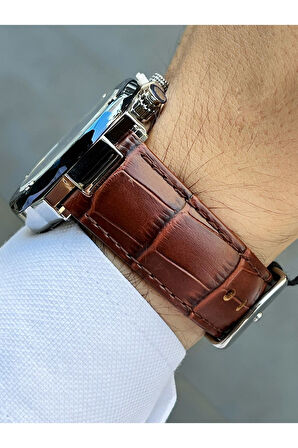 Function Fonksiyonlu Kahverengi Renk 3 Atm Su Geçirmez Deri Kordon Erkek Kol Saati