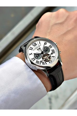 Otomatik Siyah-Beyaz Renk Çelik Kasa Erkek Kol Saati G11615MR
