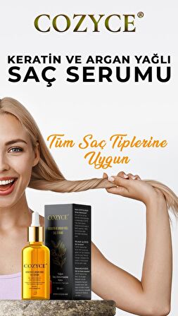 Cozyce Keratin Ve Argan Yağlı Yoğun Saç Dökülmesine Karşı Saç Bakım Serumu Aşırı Yıpranan Saçlara Özel